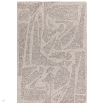 Loxley Modern Plain Contrast Abstract Hand-Woven Marled Textured Low Profile Wool Loop Pile Stone Grey Rug-Asiatic Carpets-Rug Love - The Most Loved Rug Store